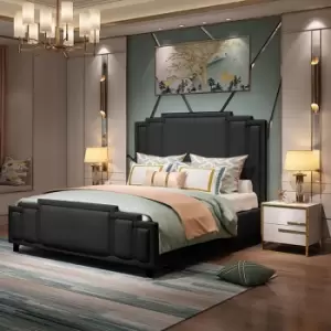 Image of Elixa Bed Double Plush Velvet Black