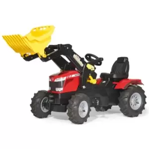 Image of Rolly Toys Ride On Massey Ferguson 8650 Tractor with Frontloader and Pneumatic Tyres, red