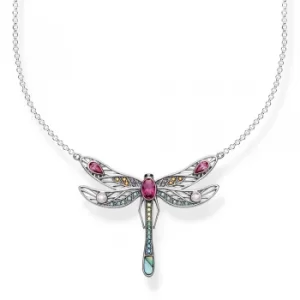 Image of THOMAS SABO Sterling Silver Multi-Stone Large Dragonfly Necklace...
