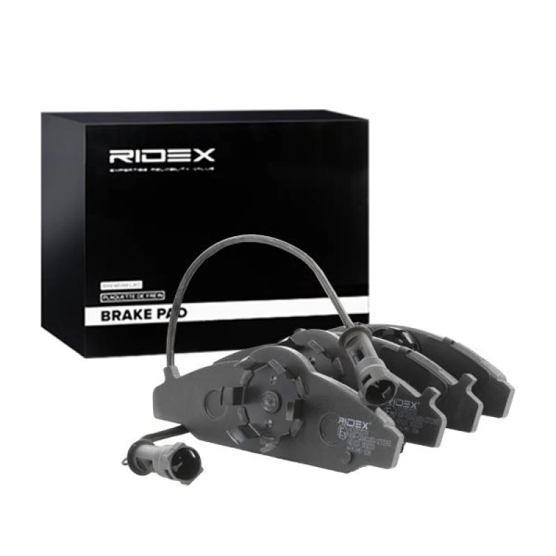 Image of RIDEX 402B0578 Brake pad set Front Axle, with acoustic wear warning, with piston clip Brake Pad Set,disc brake (402)