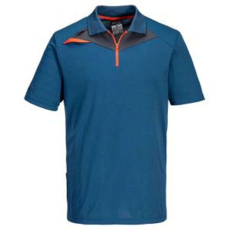 Image of Portwest DX4 Short Sleeve Polo Shirt DX410MBRL Colour: Metro Blue