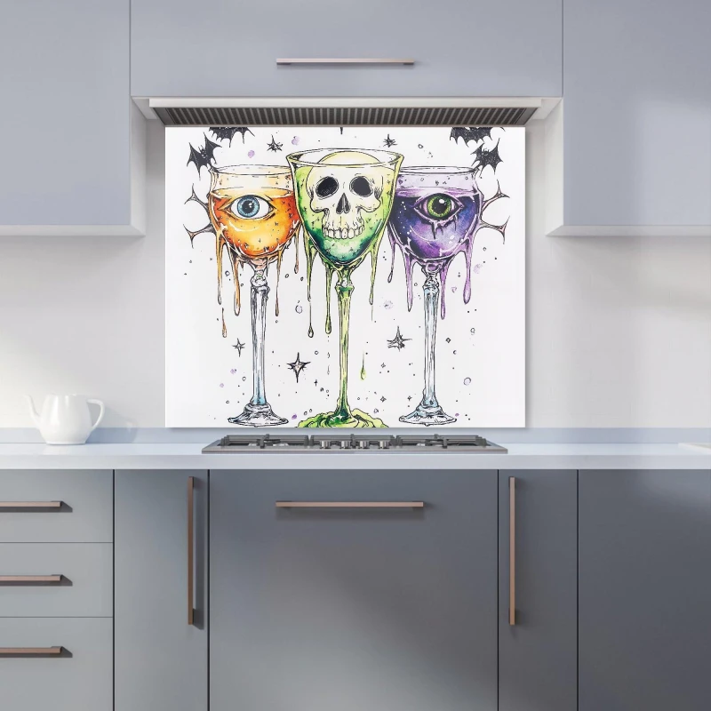 Image of Warren Reed - Designer Halloween Toast to the Dead Kitchen Splashback in Red Size: 600mm x 750mm Red Unisex 600mm x 750mm