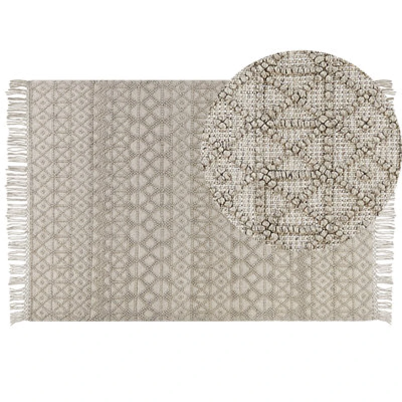 Image of Beliani Rug Alucra Sand Beige 160 X 230 Cm Wool
