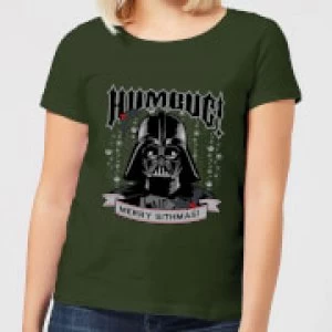 Image of Star Wars Darth Vader Humbug Womens Christmas T-Shirt - Forest Green - L