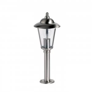 Image of Outdoor Bollard Light Polished Stainless Steel, Clear Polycarbonate IP44, E27
