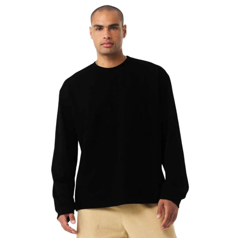 Image of Bella + Canvas Mens Heavyweight Long-Sleeved T-Shirt L in Black Size: Large Black Male L