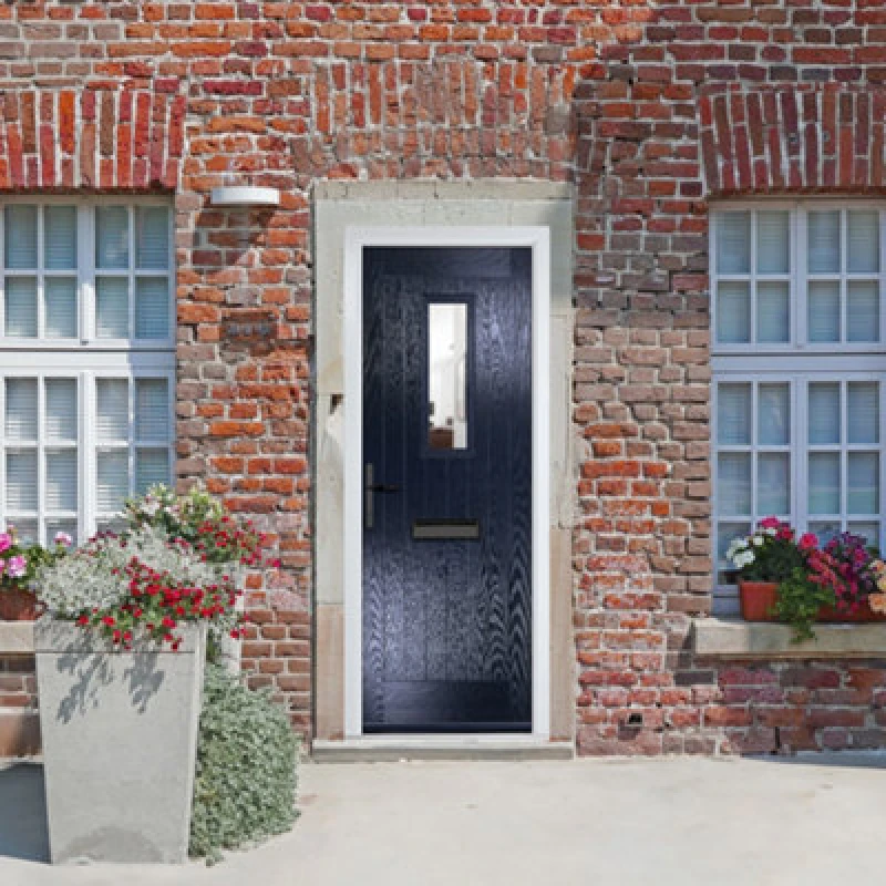 Image of Lacerta Composite Door Sunningdale Blue 890mm X 2090mm Open In Right Hand Clear Glass 10 Year Guarantee - Free Delivery & Smart Lock