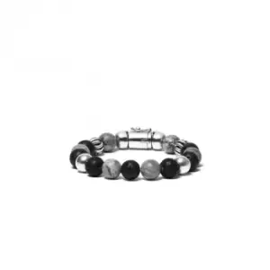 Image of Leather Bead Cord Spirit Grey Picasso Jasper Bracelet 188MG