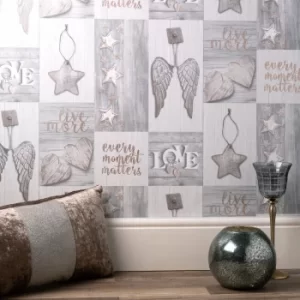 Image of Starlight Home Rose Gold Wallpaper Rose Gold and Grey
