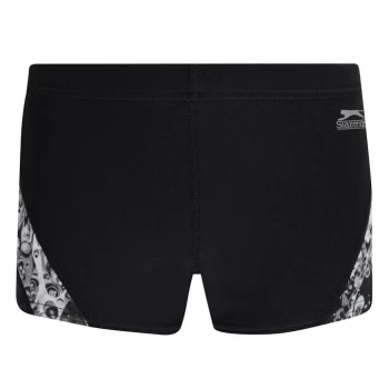 image of Slazenger Curve Panel Boxer Swim Shorts Junior Boys - Black/Grey