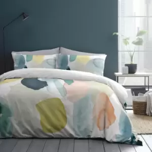 Image of Appletree Style Solice Floral Watercolour Print 100% Cotton Duvet Cover Set, Multi, Single