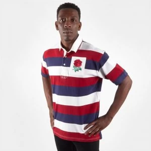 Image of VX-3 England Short Sleeve Rugby Polo Shirt - White/Red/Blue