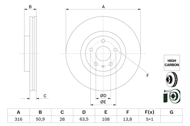 Image of Brake disc Bosch 0 986 479 D46