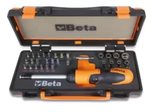 image of Beta Tools 860/C38P 38pc 1/4" Hex Dr Reversible Ratchet +27 Bits + Accessory Set