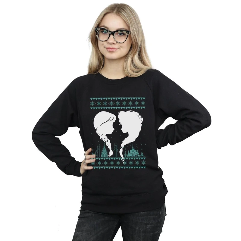 Image of Disney Frozen Christmas Sisters Sweatshirt Black female