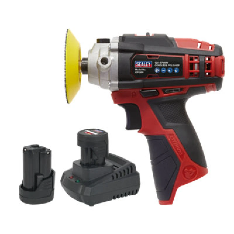 Image of Sealey CP1205 12v Cordless Polisher 71mm 2 x 1.5ah Li-ion Battery Charger Bag CP1205KIT