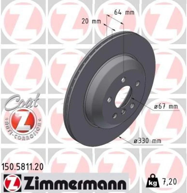 Image of ZIMMERMANN Brake disc ZIMMERMANN 150.5811.20