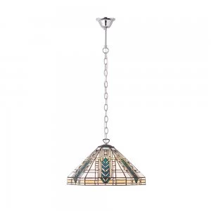 Image of 1 Light Medium Ceiling Pendant Tiffany glass, chrome effect plate, E27