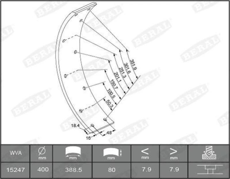 Image of Brake Lining Kit, drum brake BERAL KBL15247.0-1548