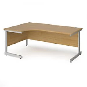 image of Dams International Left Hand Ergonomic Desk with Oak Coloured MFC Top and Silver Frame Cantilever Legs Contract 25 1800 x 1200 x 725 mm