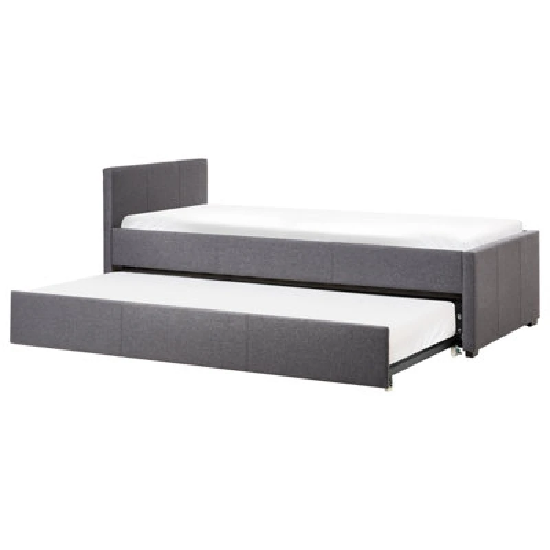 Image of Beliani Trundle Bed Fabric Marmande 90 X 200 Cm (Eu Single) Dark Grey