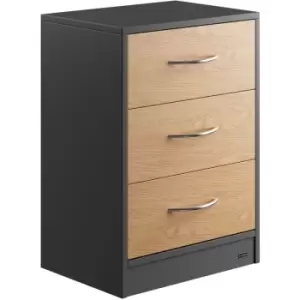 Image of Casaria Bedside Table With 3 Drawers 54x39x28cm Cable Routing Wall Mounting Box Spring Bed Bedroom Nightstand Holz-Grau (de)