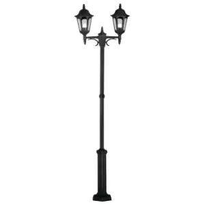 Image of Outdoor IP44 2 Bulb Twin Lamp Post Black LED E27 100W Bulb Light Fitting