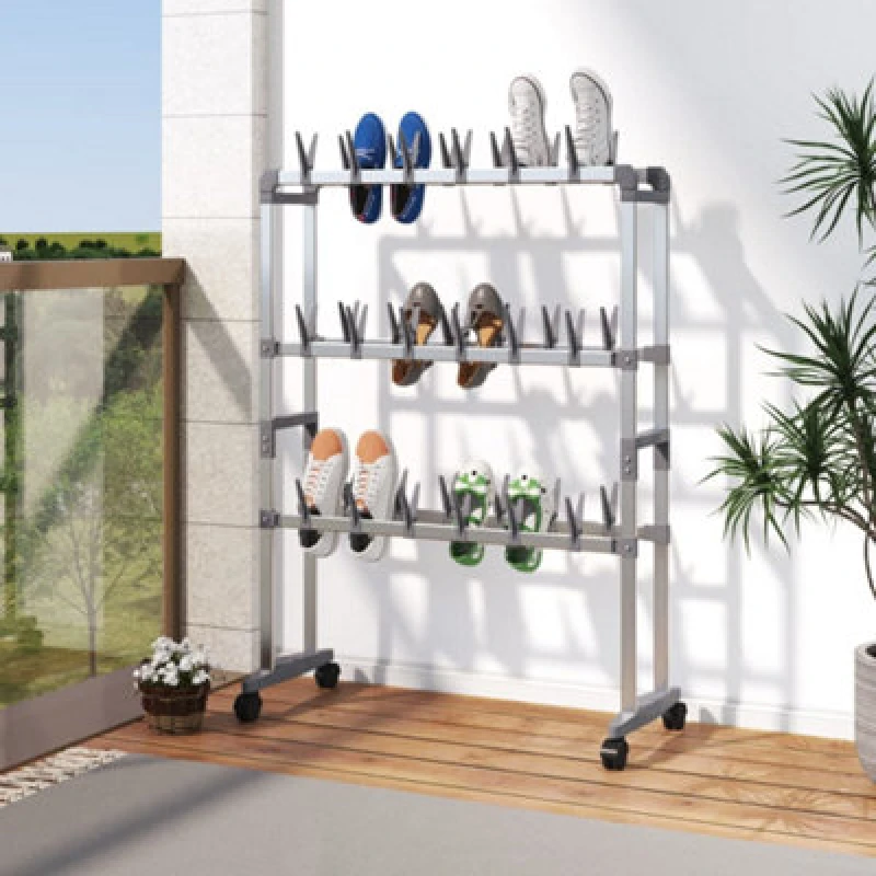 Image of VIDAXL Shoe Rack with Wheels Silver 66x27x100cm Vidaxl 8720287018476