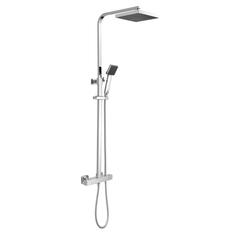 Image of Balterley Square Thermostatic Shower KitFixed Head Adjustable Handset Chrome Silver unisex