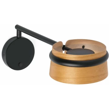 Image of Faro Lighting - Faro Loop - LED Indoor Wall Lamp Black, Wood
