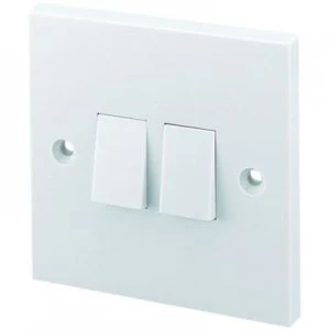 image of Wickes 10A Light Switch 2 Gang 2 Way White