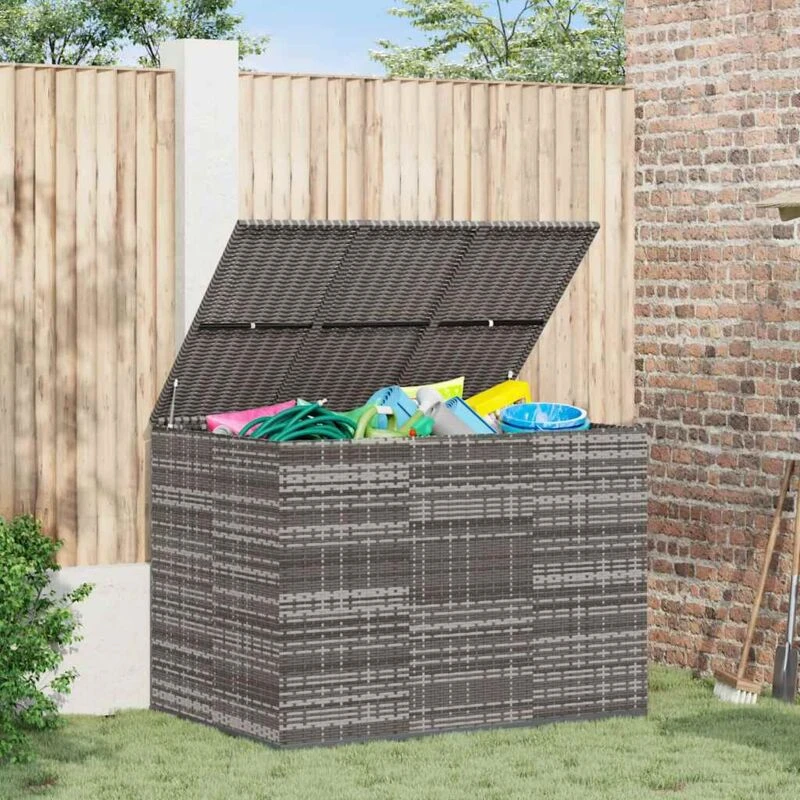 Image of VIDAXL Garden Cushion Box pe Rattan 145x100x103cm Grey Vidaxl 8720286669389