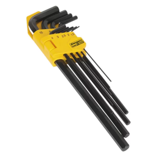 image of Genuine SEALEY S01092 Hex Key Set 9pc Extra-Long Metric