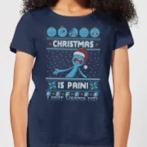 image of Rick and Morty Mr Meeseeks Pain Womens Christmas T-Shirt - Navy - L