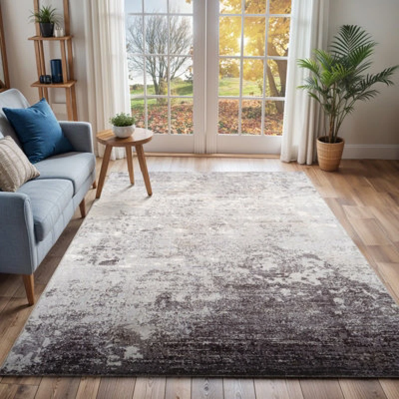 Image of Livabliss Abstract Modern Marble Silver Grey Fiona Area Rug 160 X 220 Cm - Easy Care, Non Shedding, Ideal For Living Room & Bedroom