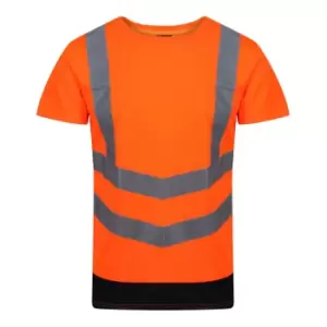 Image of Regatta Mens Pro High-Vis Short-Sleeved T-Shirt (3XL) (Orange/Navy)