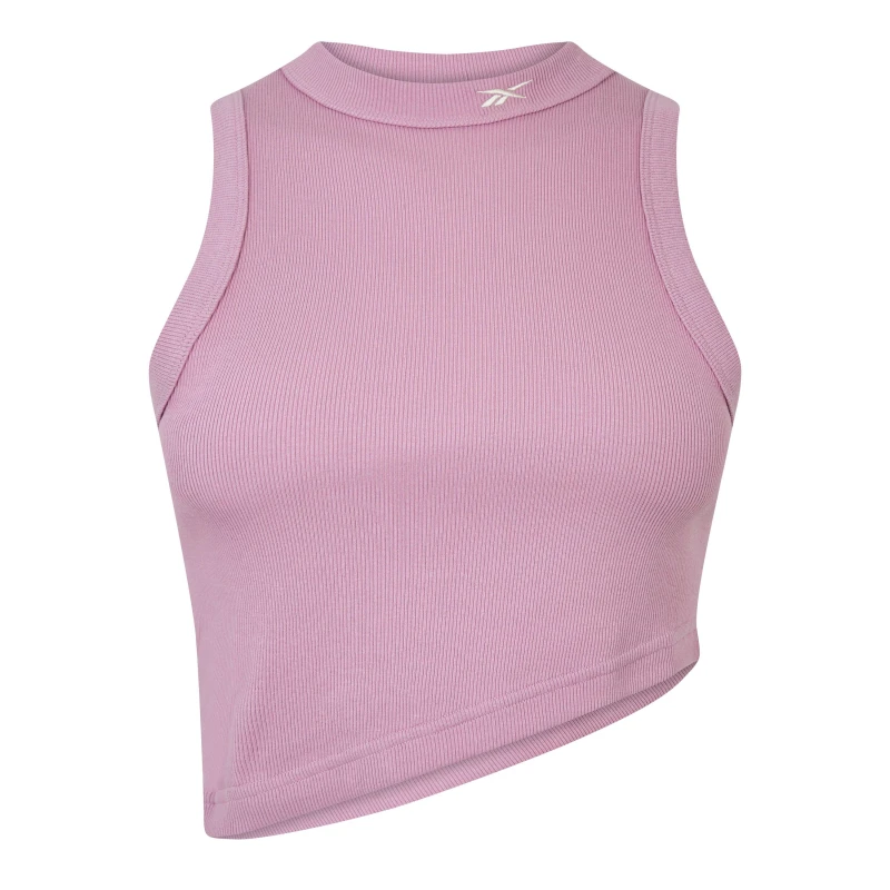Image of Reebok Classics Cropped Ribbed Tank Top - Purple Purple 12