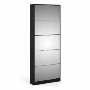 Shoes Hallway Storage Cabinet 5 Mirror Tilting Doors In Black