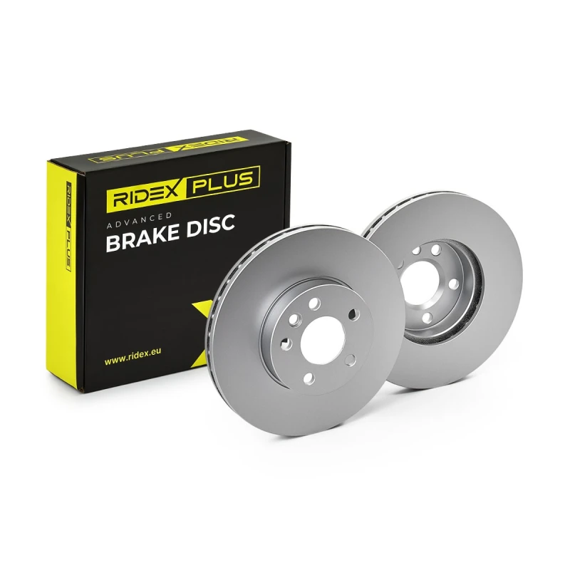 Image of RIDEX PLUS 82B0167P Brake disc Front Axle, Vented, Grey Cast Iron, Coated, High-carbon, without bolts/screws Grey Cast Iron Brake Disc (82)