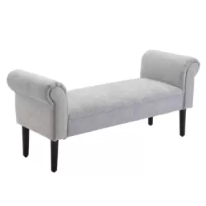 Image of Homcom Deluxe Upholstered Linen Bench Rolled Arms Light Grey