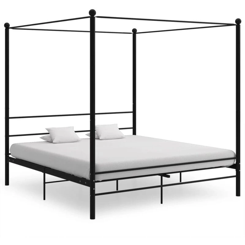 Image of VIDAXL Canopy Bed Frame without Mattress Black Metal 200x200cm Vidaxl 8720286163849