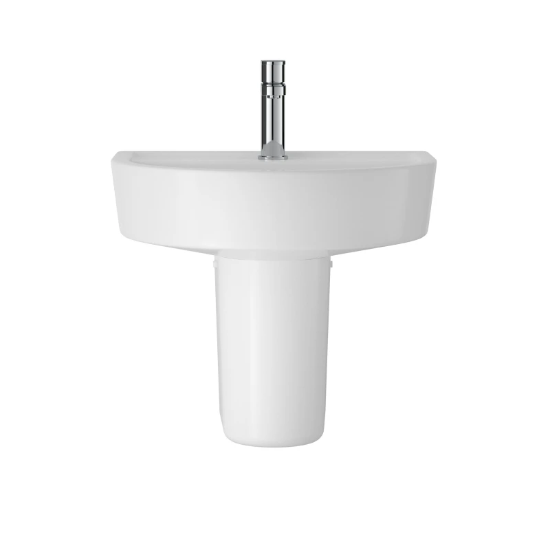 Image of Balterley Mila Round 1 Tap Hole Ceramic Basin Semi Pedestal Balterley 420mm White