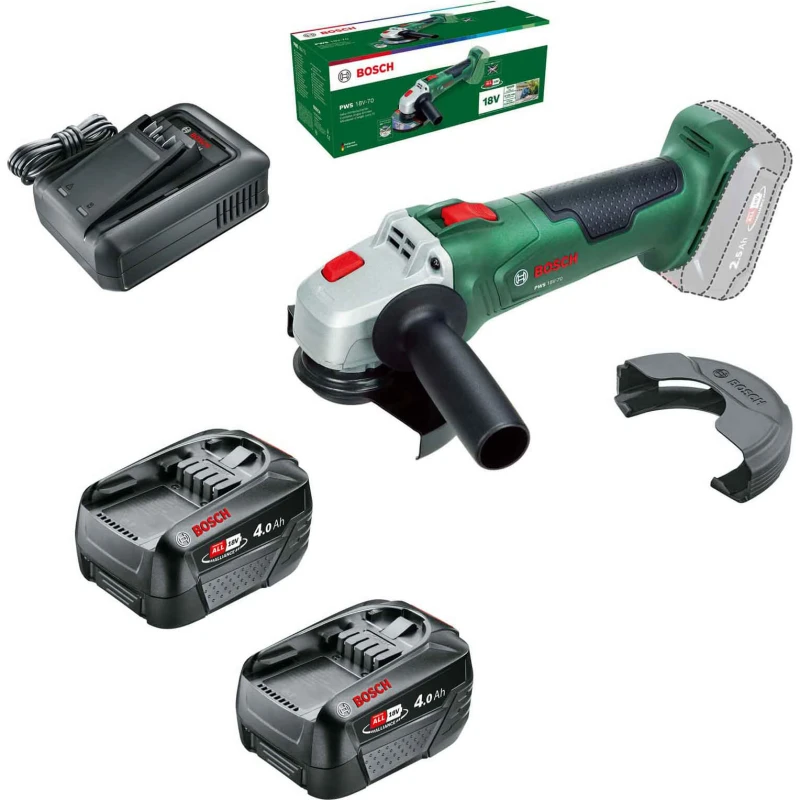 Image of Bosch PWS 18V-70 P4A 18v Cordless Angle Grinder 125mm 2 x 4ah Li-ion Charger No Case PWS 18V-70