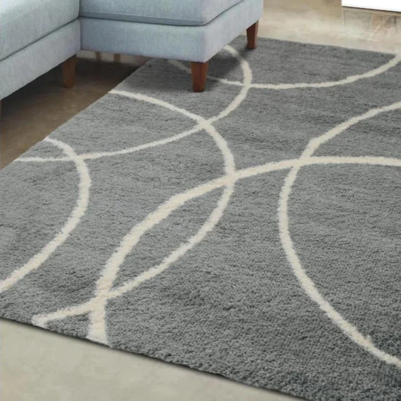 Image of THE RUGS Snug Collection Shaggy Rugs Bubbles Design I110A in Grey Size: 200cm x 290cm Grey Unisex 200cm x 290 cm