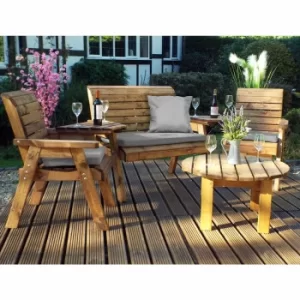 Image of Charles Taylor Round Four Seater Garden Furniture Set, Grey