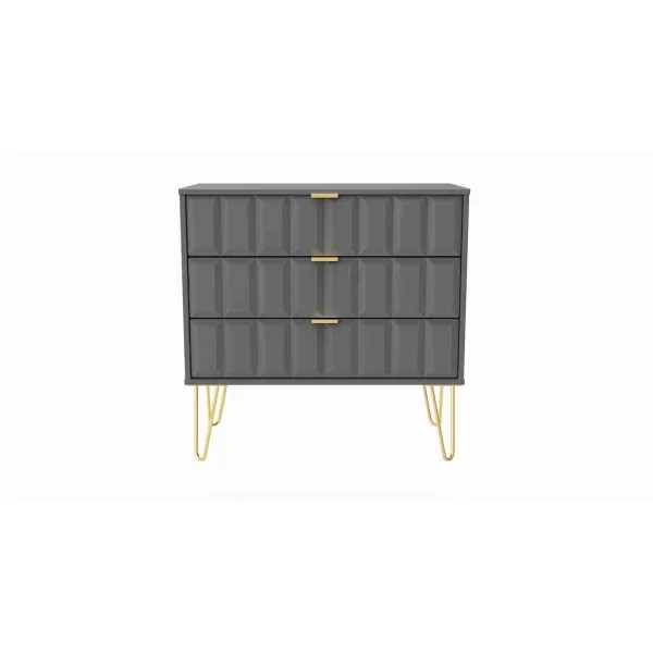 Image of Ready Assembled Cuba 3 Drawer Chest - Dust Grey