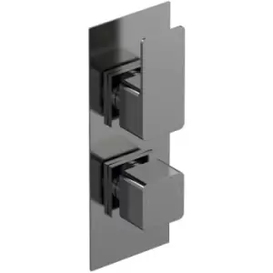 Windon Brushed Gunmetal Twin Concealed Thermostatic Shower Valve - WIN7TW01 - Brushed Gun Metal - Nuie