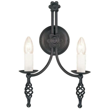 image of Belfry - 2 Light Indoor Candle Wall Light Black, E14 - Elstead