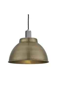 Image of Knurled Dome Pendant, 13 Inch, Brass, Pewter Holder