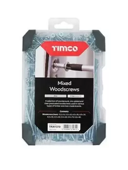 image of Timco Countersunk Silver Woodscrews Mixed Tray - 355Pcs